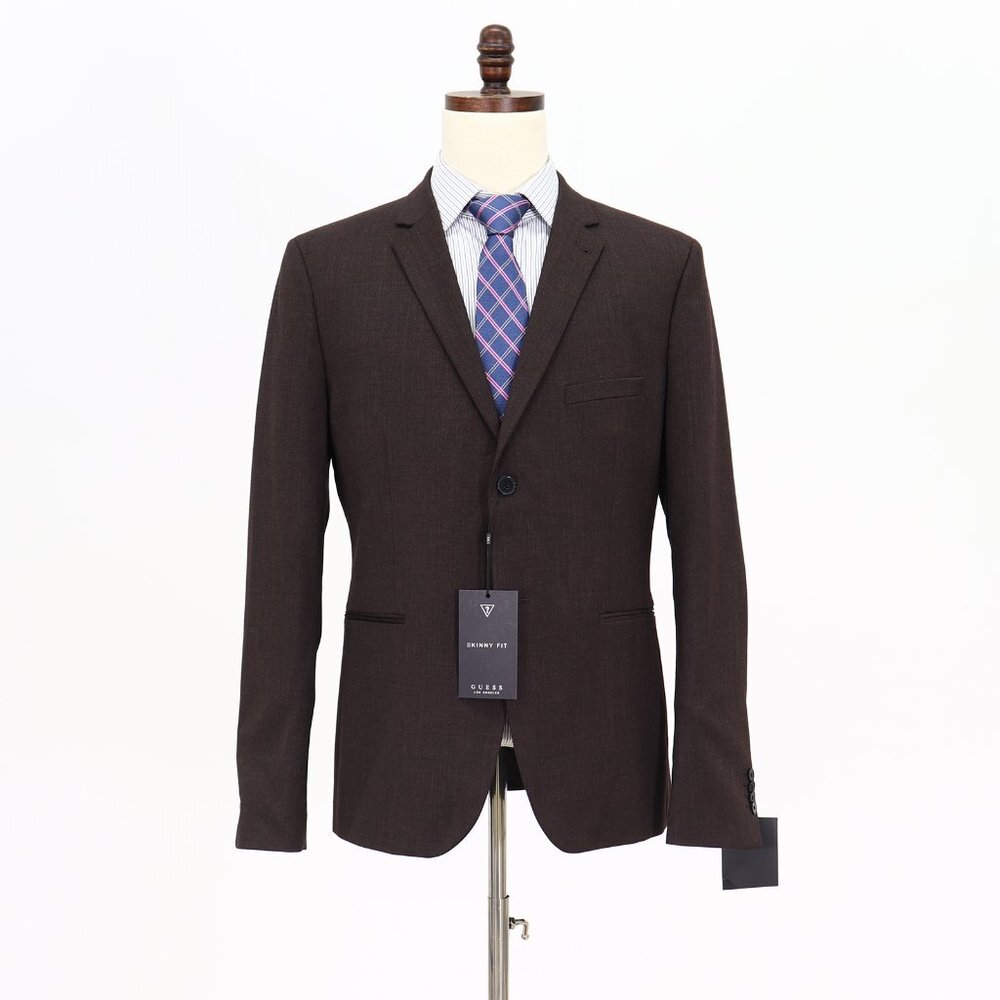 NEW Guess 44-46 Brown Skinny Two Button Blazer Sport Coat Jacket V103